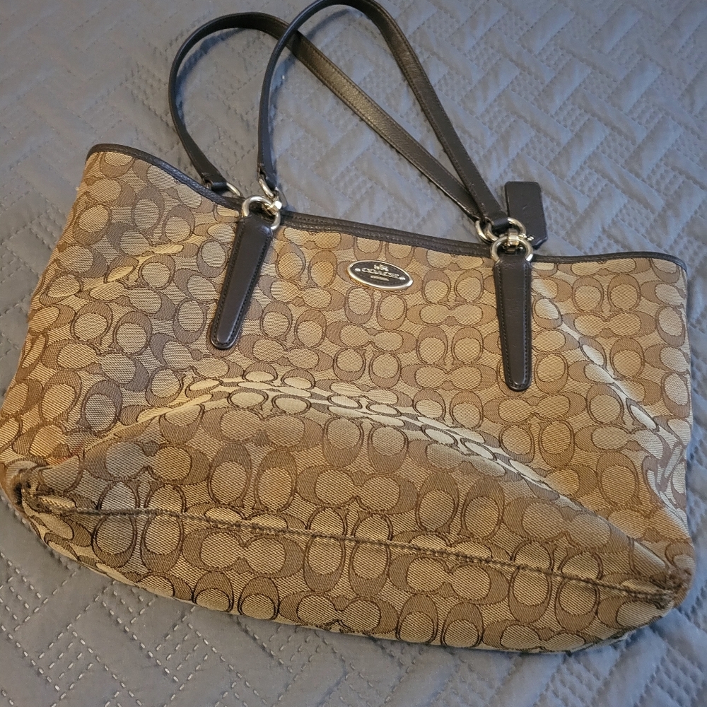 Well-loved vintage coach tote